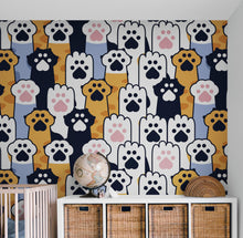 Cargar imagen en el visor de la galería, Cat Paws Pattern Wallpaper - Adorable Decor for Kid's and Nursery Rooms #6576
