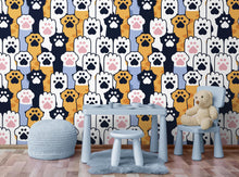 Cargar imagen en el visor de la galería, Cat Paws Pattern Wallpaper - Adorable Decor for Kid's and Nursery Rooms #6576