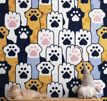 Cargar imagen en el visor de la galería, Cat Paws Pattern Wallpaper - Adorable Decor for Kid's and Nursery Rooms #6576
