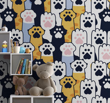 Cargar imagen en el visor de la galería, Cat Paws Pattern Wallpaper - Adorable Decor for Kid's and Nursery Rooms #6576