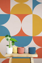 Carregar imagem no visualizador da galeria, Retro Circle Geometric Wallpaper Peel and Stick Mural. Groovy Shape Patterns Mid Century Modern Retro Design. #6578