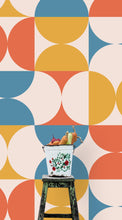 Carregar imagem no visualizador da galeria, Retro Circle Geometric Wallpaper Peel and Stick Mural. Groovy Shape Patterns Mid Century Modern Retro Design. #6578