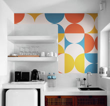 Carregar imagem no visualizador da galeria, Retro Circle Geometric Wallpaper Peel and Stick Mural. Groovy Shape Patterns Mid Century Modern Retro Design. #6578