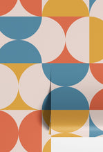 Carregar imagem no visualizador da galeria, Retro Circle Geometric Wallpaper Peel and Stick Mural. Groovy Shape Patterns Mid Century Modern Retro Design. #6578