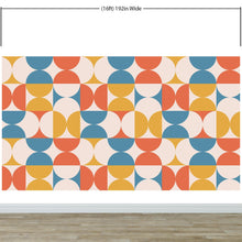 Carregar imagem no visualizador da galeria, Retro Circle Geometric Wallpaper Peel and Stick Mural. Groovy Shape Patterns Mid Century Modern Retro Design. #6578
