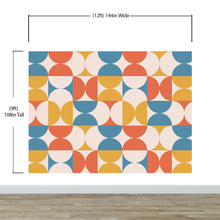 Carregar imagem no visualizador da galeria, Retro Circle Geometric Wallpaper Peel and Stick Mural. Groovy Shape Patterns Mid Century Modern Retro Design. #6578