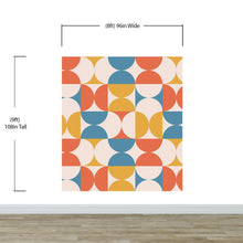 Carregar imagem no visualizador da galeria, Retro Circle Geometric Wallpaper Peel and Stick Mural. Groovy Shape Patterns Mid Century Modern Retro Design. #6578