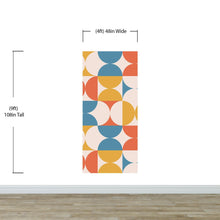 Carregar imagem no visualizador da galeria, Retro Circle Geometric Wallpaper Peel and Stick Mural. Groovy Shape Patterns Mid Century Modern Retro Design. #6578