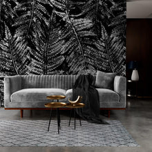 Carregar imagem no visualizador da galeria, Black and White Fern Botanical Wallpaper. Peel and Stick Mural. #6579