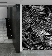 Carregar imagem no visualizador da galeria, Black and White Fern Botanical Wallpaper. Peel and Stick Mural. #6579