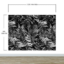 Carregar imagem no visualizador da galeria, Black and White Fern Botanical Wallpaper. Peel and Stick Mural. #6579