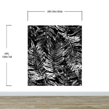 Carregar imagem no visualizador da galeria, Black and White Fern Botanical Wallpaper. Peel and Stick Mural. #6579