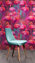 Load image into Gallery viewer, Bright Pink Flamingos Wallpaper - Modern Miami Vibes, Tropical Home Decor #6581