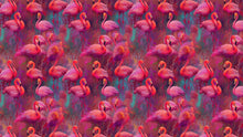 Load image into Gallery viewer, Bright Pink Flamingos Wallpaper - Modern Miami Vibes, Tropical Home Decor #6581
