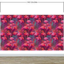 Load image into Gallery viewer, Bright Pink Flamingos Wallpaper - Modern Miami Vibes, Tropical Home Decor #6581
