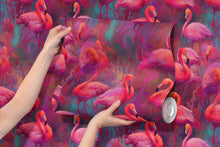 Load image into Gallery viewer, Bright Pink Flamingos Wallpaper - Modern Miami Vibes, Tropical Home Decor #6581