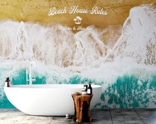 Carregar imagem no visualizador da galeria, Custom Beach House Wallpaper Peel and Stick Mural. Personalized Text / Quote Family Beach Wall Art. #6592