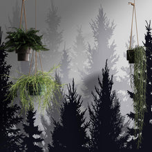 Carregar imagem no visualizador da galeria, Black and White Pine Tree Forest Wallpaper. #6594
