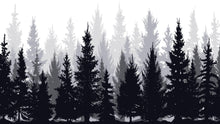 Carregar imagem no visualizador da galeria, Black and White Pine Tree Forest Wallpaper. #6594