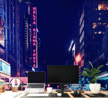 Carregar imagem no visualizador da galeria, Personalized Neon Name on City Billboard Wall Mural. #6595