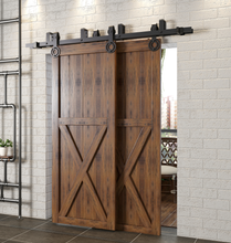 Load image into Gallery viewer, Double Track U-Shape Bypass Sliding Barn Door Hardware Kit - Gear Design Roller