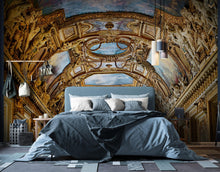 Load image into Gallery viewer, Art The Louvre Museum Paris France Golden Ceilings Wallpaper. Musee du Louvre #6600