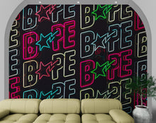 Carregar imagem no visualizador da galeria, Neon Bape Brand Lights Wallpaper Mural. Streetwear Hype Beast Aesthetics. #6604