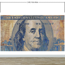 Load image into Gallery viewer, Colorful Money Wallpaper. Benjamin Franklin 100 Dollar Bill Wall Mural. #6642