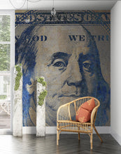 Load image into Gallery viewer, Colorful Money Wallpaper. Benjamin Franklin 100 Dollar Bill Wall Mural. #6642