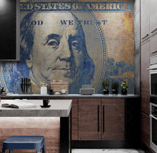 Load image into Gallery viewer, Colorful Money Wallpaper. Benjamin Franklin 100 Dollar Bill Wall Mural. #6642
