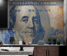 Load image into Gallery viewer, Colorful Money Wallpaper. Benjamin Franklin 100 Dollar Bill Wall Mural. #6642