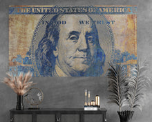 Load image into Gallery viewer, Colorful Money Wallpaper. Benjamin Franklin 100 Dollar Bill Wall Mural. #6642