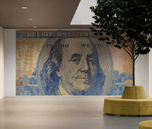 Load image into Gallery viewer, Colorful Money Wallpaper. Benjamin Franklin 100 Dollar Bill Wall Mural. #6642