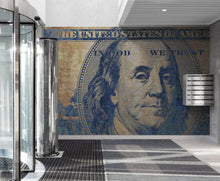Load image into Gallery viewer, Colorful Money Wallpaper. Benjamin Franklin 100 Dollar Bill Wall Mural. #6642