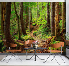 Carregar imagem no visualizador da galeria, Green Forest Woodland Wall Mural – Nature's Embrace Peel and Stick Wallpaper #6647