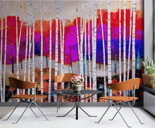 Carregar imagem no visualizador da galeria, Colorful Vibrant Birch Tree Forest Wallpaper. #6649