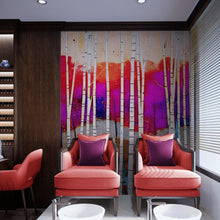 Carregar imagem no visualizador da galeria, Colorful Vibrant Birch Tree Forest Wallpaper. #6649