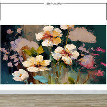 Carregar imagem no visualizador da galeria, Flower Blossoms Wallpaper. Floral Oil Painting Peel and Stick Wall Mural. #6664