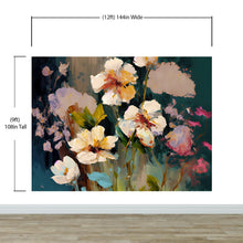 Carregar imagem no visualizador da galeria, Flower Blossoms Wallpaper. Floral Oil Painting Peel and Stick Wall Mural. #6664