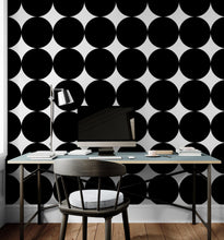 Carregar imagem no visualizador da galeria, Modern Geometric Black Circle Wallpaper Mural. #6675