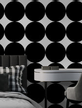 Carregar imagem no visualizador da galeria, Modern Geometric Black Circle Wallpaper Mural. #6675
