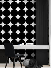 Carregar imagem no visualizador da galeria, Modern Geometric Black Circle Wallpaper Mural. #6675