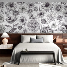 Carregar imagem no visualizador da galeria, Black and White Flower Wallpaper Mural. #6676