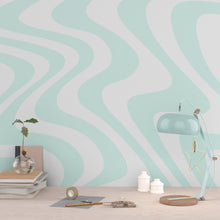 Carregar imagem no visualizador da galeria, Mint Color Swirly Lines Abstract Wallpaper Mural. #6689