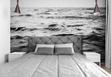 Carregar imagem no visualizador da galeria, Black and White Ocean Wave Wallpaper. Peel and Stick Wall Mural. #6691