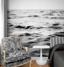 Carregar imagem no visualizador da galeria, Black and White Ocean Wave Wallpaper. Peel and Stick Wall Mural. #6691