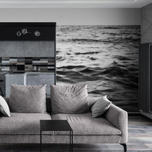 Carregar imagem no visualizador da galeria, Black and White Ocean Wave Wallpaper. Peel and Stick Wall Mural. #6691