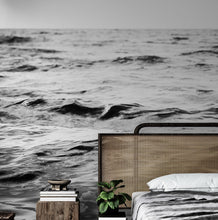 Load image into Gallery viewer, Black and White Ocean Wave Wallpaper. Peel and Stick Wall Mural. #6691
