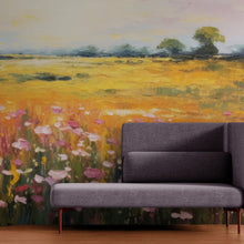 Carregar imagem no visualizador da galeria, Colorful Yellow Flower Field Painting Wallpaper Mural. #6692