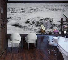 Carregar imagem no visualizador da galeria, Ocean Wave Wallpaper. Black and White Surf Theme Wall Mural. #6709